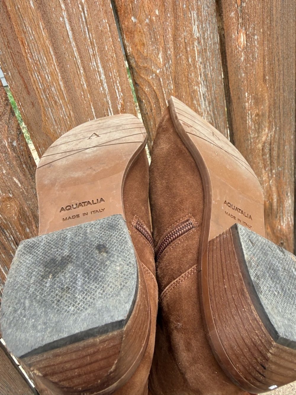 Aquatalia Women’s Brown Leather Sock Ankle Boot Side Zip Almond Toe Size 7 - Picture 11 of 15